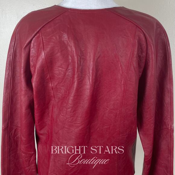 Rare Red Leather Jacket ASO Buffy the Vampire Slayer Tie Front Deadstock Vintage - Picture 11 of 12